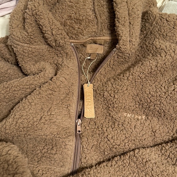 Skims Teddy Sherpa Crop Full Zip Hoodie Jacket Size S/M - Picture 2 of 2